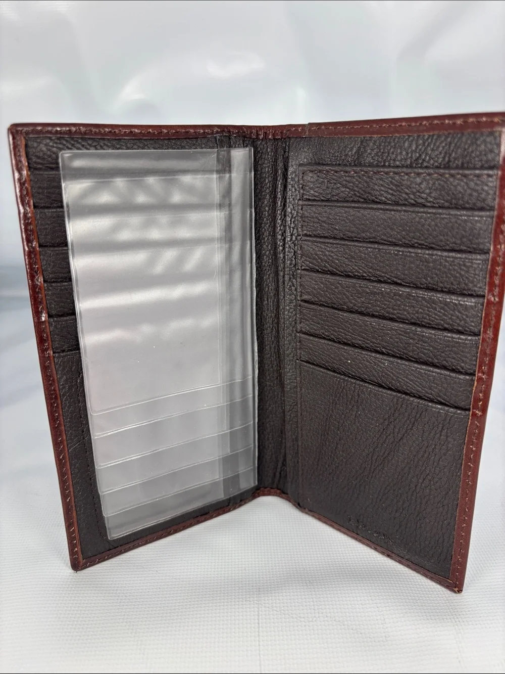 Nocona Brown Tooled Leather Wallet with Cream Inlay